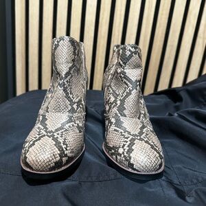 BareTraps Snakeskin Ankle Booties
